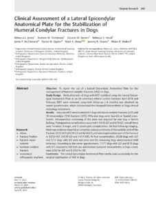 Clinical Assessment of a Lateral Epicondylar Anatomical Plate for the Stabilization of Humeral Condylar Fractures in Dogs